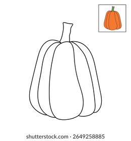 Pumpkin coloring pages for kids. Trace and color pumpkin thanksgiving. Pumpkin clipart outline vector. Thanksgiving fun activity coloring pumpkin vegetable for Kindergarten and preschool.