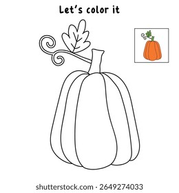 Pumpkin coloring pages for kids. Trace and color pumpkin thanksgiving. Pumpkin clipart outline vector. Thanksgiving fun activity coloring pumpkin vegetable for Kindergarten and preschool.