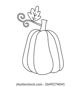 Pumpkin coloring pages for kids. Trace and color pumpkin thanksgiving. Pumpkin clipart outline vector. Thanksgiving fun activity coloring pumpkin vegetable for Kindergarten and preschool.