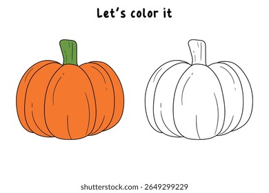 Pumpkin coloring pages for kids. Trace and color pumpkin thanksgiving. Pumpkin clipart outline vector. Thanksgiving fun activity coloring pumpkin vegetable for Kindergarten and preschool.