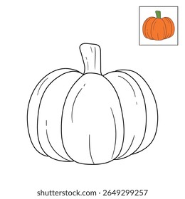 Pumpkin coloring pages for kids. Trace and color pumpkin thanksgiving. Pumpkin clipart outline vector. Thanksgiving fun activity coloring pumpkin vegetable for Kindergarten and preschool.