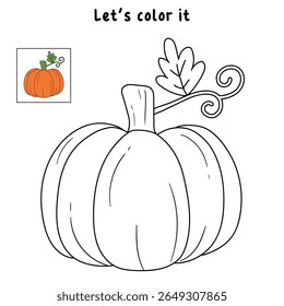 Pumpkin coloring pages for kids. Trace and color pumpkin thanksgiving. Pumpkin clipart outline vector. Thanksgiving fun activity coloring pumpkin vegetable for Kindergarten and preschool.