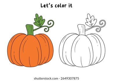 Pumpkin coloring pages for kids. Trace and color pumpkin thanksgiving. Pumpkin clipart outline vector. Thanksgiving fun activity coloring pumpkin vegetable for Kindergarten and preschool.