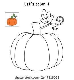 Pumpkin coloring pages for kids. Trace and color pumpkin thanksgiving. Pumpkin clipart outline vector. Thanksgiving fun activity coloring pumpkin vegetable for Kindergarten and preschool.