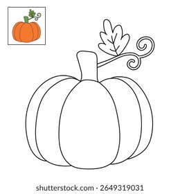 Pumpkin coloring pages for kids. Trace and color pumpkin thanksgiving. Pumpkin clipart outline vector. Thanksgiving fun activity coloring pumpkin vegetable for Kindergarten and preschool.