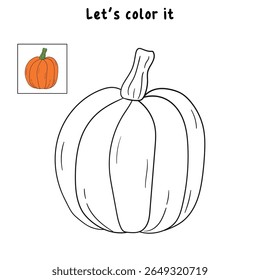 Pumpkin coloring pages for kids. Trace and color pumpkin thanksgiving. Pumpkin clipart outline vector. Thanksgiving fun activity coloring pumpkin vegetable for Kindergarten and preschool.