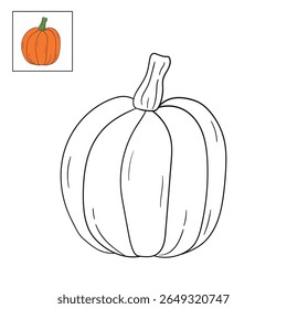 Pumpkin coloring pages for kids. Trace and color pumpkin thanksgiving. Pumpkin clipart outline vector. Thanksgiving fun activity coloring pumpkin vegetable for Kindergarten and preschool.