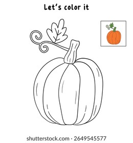 Pumpkin coloring pages for kids. Trace and color pumpkin thanksgiving. Pumpkin clipart outline vector. Thanksgiving fun activity coloring pumpkin vegetable for Kindergarten and preschool.