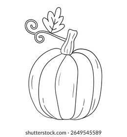 Pumpkin coloring pages for kids. Trace and color pumpkin thanksgiving. Pumpkin clipart outline vector. Thanksgiving fun activity coloring pumpkin vegetable for Kindergarten and preschool.