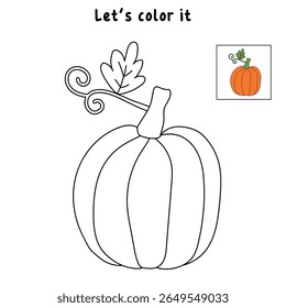 Pumpkin coloring pages for kids. Trace and color pumpkin thanksgiving. Pumpkin clipart outline vector. Thanksgiving fun activity coloring pumpkin vegetable for Kindergarten and preschool.
