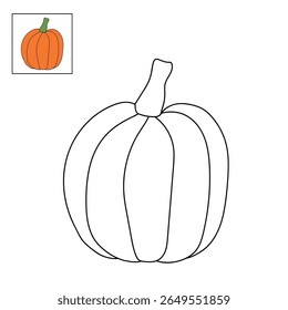 Pumpkin coloring pages for kids. Trace and color pumpkin thanksgiving. Pumpkin clipart outline vector. Thanksgiving fun activity coloring pumpkin vegetable for Kindergarten and preschool.