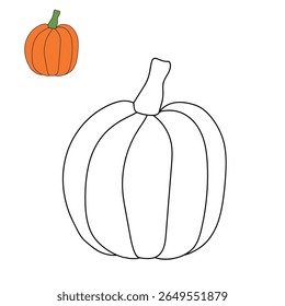 Pumpkin coloring pages for kids. Trace and color pumpkin thanksgiving. Pumpkin clipart outline vector. Thanksgiving fun activity coloring pumpkin vegetable for Kindergarten and preschool.
