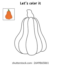 Pumpkin coloring pages for kids. Trace and color pumpkin thanksgiving. Pumpkin clipart outline vector. Thanksgiving fun activity coloring pumpkin vegetable for Kindergarten and preschool.