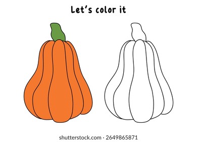 Pumpkin coloring pages for kids. Trace and color pumpkin thanksgiving. Pumpkin clipart outline vector. Thanksgiving fun activity coloring pumpkin vegetable for Kindergarten and preschool.