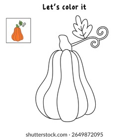 Pumpkin coloring pages for kids. Trace and color pumpkin thanksgiving. Pumpkin clipart outline vector. Thanksgiving fun activity coloring pumpkin vegetable for Kindergarten and preschool.