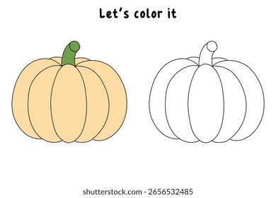Pumpkin coloring pages for kids. Trace and color pumpkin thanksgiving. Pumpkin clipart outline vector. Thanksgiving fun activity coloring pumpkin vegetable for Kindergarten and preschool.