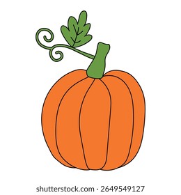 Pumpkin coloring pages for kids.Pumpkin thanksgiving clip art element. Pumpkin clipart outline vector. Thanksgiving fun activity coloring pumpkin vegetable for Kindergarten and preschool.