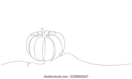 Pumpkin in continuous line art drawing style. Vector illustration