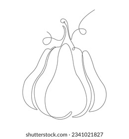 Calabaza en estilo de dibujo de línea continua. Esbozo lineal minimalista de calabaza negra aislado sobre fondo blanco. Ilustración del vector