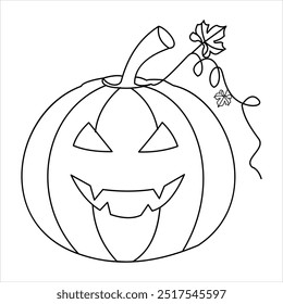 Calabaza en estilo de dibujo de línea continua, diseño de Ilustración vectorial.