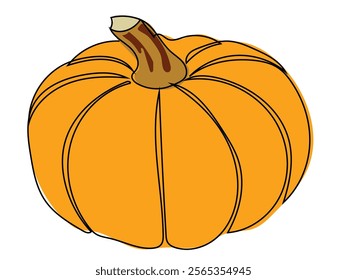 Pumpkin in continuous line art style and can be edited later