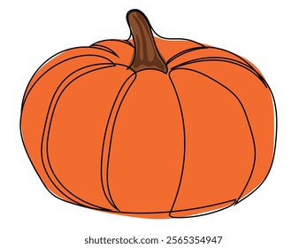 Pumpkin in continuous line art style and can be edited later