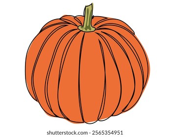 Pumpkin in continuous line art style and can be edited later