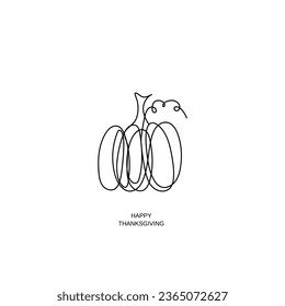 Pumpkin Continuous Line Drawing Halloween Autumn Harvest One Line isolated minimalistic trendy style Vector Illustration Black on White
