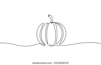 Pumpkin Continuous One Line Drawing. Pumpkin Simple Line Art Illustration. Minimalist Trendy Contemporary Design Perfect for Wall Art, Prints, Social Media, Posters, Invitations, Branding Design.