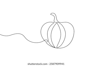Pumpkin continuous one line drawing and minimalist style isolate outline vector illustration