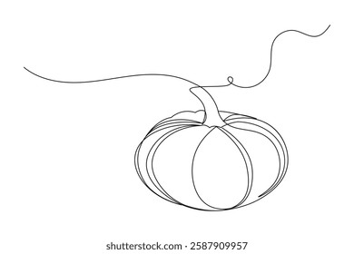 Pumpkin continuous one line drawing and minimalist style isolate outline vector illustration