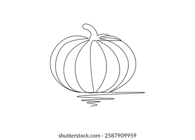 Pumpkin continuous one line drawing and minimalist style isolate outline vector illustration