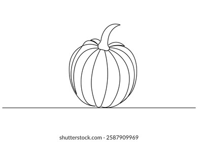 Pumpkin continuous one line drawing and minimalist style isolate outline vector illustration