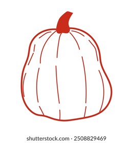 Pumpkin contour silhouette vector illustration isolated on a white background.