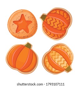 Pumpkin cookies. Vector illustration in a flat style on a white background is isolated.