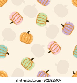 Pumpkin Cookies Vector Seamless Fall Pattern