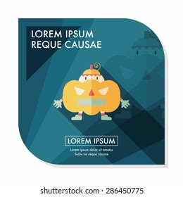 Pumpkin costume flat icon with long shadow,eps10