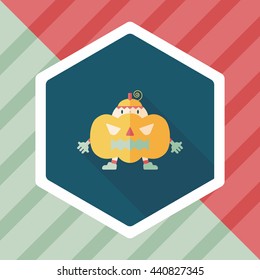 Pumpkin costume flat icon with long shadow,eps10