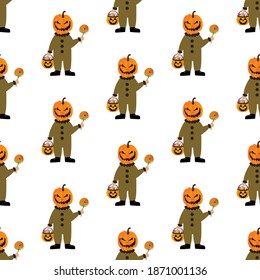 Pumpkin costume seamless pattern illustration