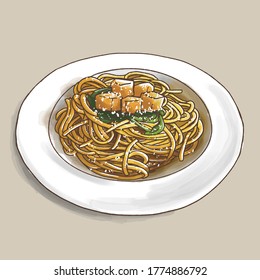 Pumpkin creamy pasta in a plate