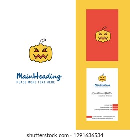 Pumpkin  Creative Logo and business card. vertical Design Vector