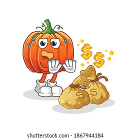 pumpkin cry with a tissue  character. cartoon mascot vector