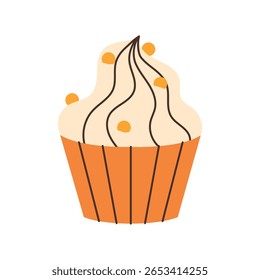 Bolinho de abóbora. Sobremesa de outono. Ilustração vetorial.