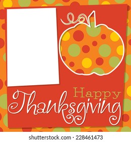 Pumpkin cut out Thanksgiving card in vector format.