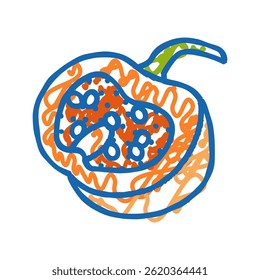pumpkin cut piece doodle icon sketch vector. pumpkin cut piece sign. isolated symbol illustration