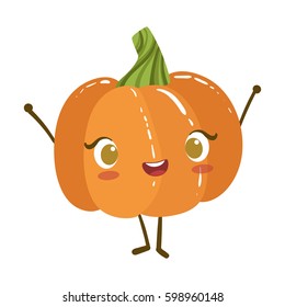 Ilustración del vector Emoji de Caricatura Cuta de Calabaza Anime Humanizada Caricatura Sonriente