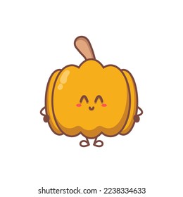 Pumpkin. Cute cartoon vegetable vector character set isolated on white