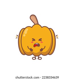 Pumpkin. Cute cartoon vegetable vector character set isolated on white