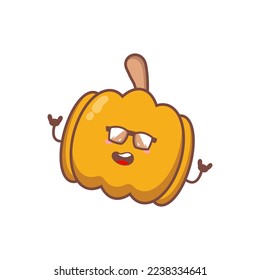 Pumpkin. Cute cartoon vegetable vector character set isolated on white