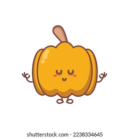 Pumpkin. Cute cartoon vegetable vector character set isolated on white